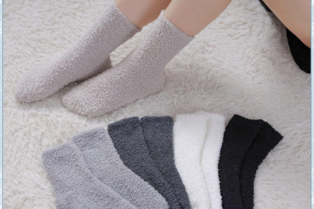 5/6 Pairs Womens Super Soft Fuzzy Plush Warm Winter Home Sleeping Slipper Socks