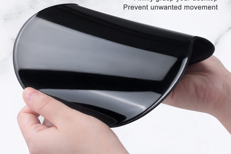 Mouse Pad, Ergonomic Mouse Pad with Gel Wrist Rest Support, Gaming Mouse Pad with Lycra Cloth, Non-Slip PU Base for Computer, Laptop, PC, Home, Office & Travel, Black