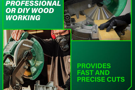 Metabo HPT 10-Inch Compound Miter Saw, Single Bevel, 15-Amp Motor, 0-52° Miter Angle Range, 0-45° Bevel Range, Large Table, 10" 24T TCT Miter Saw Blade (C10FCGS)