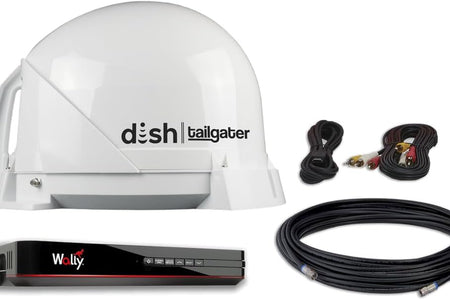DT4450 DISH Tailgater Bundle - Portable/Roof Mountable Satellite TV Antenna and DISH Wally HD Receiver , White , Western & Eastern Arc Satellites