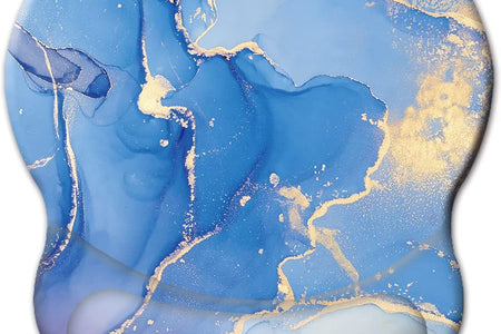 Wrist Mouse Pad, Non-Slip Ergonomic Mouse Pad with Gel Wrist Rest Support, Gaming Mouse Pad 8.7 X 7.5 Inches Pad for Computer, Laptop, Home, Office (Marble Golden Blue)