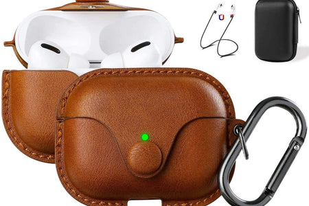 for Airpods Pro 2 Case Leather, Airpods Pro Leather Case Cover with Keychain Airpod Strap Compatible with Apple Airpod Pros 2Nd Generation 2023 2022/Airpods Pros 2019 (Front LED Visible), Brown