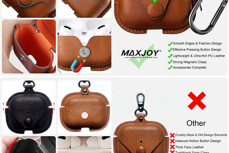 for Airpods Pro 2 Case Leather, Airpods Pro Leather Case Cover with Keychain Airpod Strap Compatible with Apple Airpod Pros 2Nd Generation 2023 2022/Airpods Pros 2019 (Front LED Visible), Brown